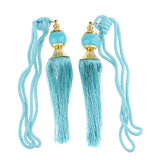 Max 1 Pair Tassel Curtain Tieback Holdback Curtain Buckle Belt Cord Blue