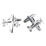 Maxbell Silver Brass Airplane Aircraft Shape Unique Cufflinks Mens Chic Cuff Links