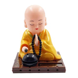 Maxbell Little Monk Figurine Solar Powered Car Toy Bobble Head Toy Car Ornament S Yellow
