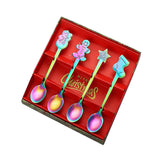 Maxbell Christmas Spoon Set Flatware Dessert Spoon Tea Spoon Soup Spoon for Home Colorful