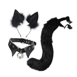 Maxbell Fox Ears Hair Clips Tails Fancy Dress Choker Costume Kits Christmas Cosplay Black