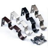 Max Set of 3Pcs Adjustable Metal Curtain Pole Rod Wall Bracket Holder Silver