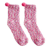 Maxbell 1Pair Winter Cotton Socks Coral Fleece Stockings Causal Crew Socks Rose Red