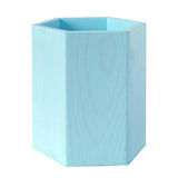 Maxbell Lovely Wooden Tabletop Storage Box Pen Container Brush Pot Blue Hexagon - Aladdin Shoppers