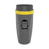 Maxbell Coverless Twist Cup Portable with Stainless Steel Straw Insulated Coffee Cup Gray penguin