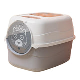 Maxbell Hooded Cat Litter Box with Lid Fully Enclosed Cat Toilet Cat Litter Tray Gray