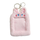 Maxbell Plush Keychain Holder Plush Protective Case Photocard Holder for Household Pink Rabbit