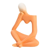 Maxbell Ceramic Vase Thinker Statue Abstract Art for TV Cabinet Living Room Decor orange