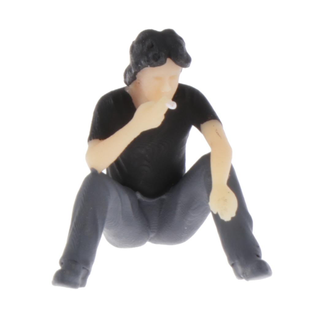 Max 1:64 Figures Diorama Repair Factory Middle-aged Uncle Sitting and smoking