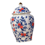 Maxbell Antique Ceramic Ginger Jar Floral Arrangement with Lid Temple Jar Handmade Style A