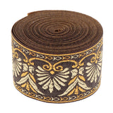 Maxbell 5.5 Continuous Yards - Jacquard Woven Floral Ribbon Trim - 1.4 Inch Wide - Coffee Colors