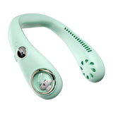 Maxbell Hanging Neck Fans Wearable Sports Camping Personal Necklace Fan Cooling Home Light Green