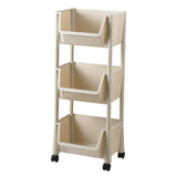 Maxbell Kitchen Storage Shelf Basket with Lockable Wheels for Bedroom Bathroom 3 Baskets