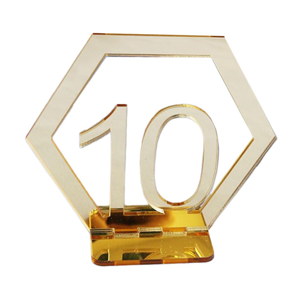 Maxbell Acrylic Wedding Table Numbers Hexagon Shape with Holder Base Table Decor 10