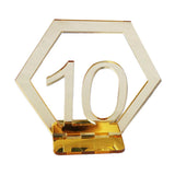 Maxbell Acrylic Wedding Table Numbers Hexagon Shape with Holder Base Table Decor 10