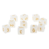 Maxbell Pack of 10pcs Pearl White D6 Six Sided Game Dice D&D TRPG Games Party Supplies Toys