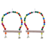 Maxbell 2Pcs Pet Bird Parrot Cage Hammock Colorful Swing Hanging Toy Stand With Bell