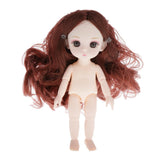 Maxbell Lovely 16cm Ball Jointed Girl Doll Nude Body DIY Parts Brown Curly Hair