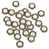 Maxbell 30 Pieces Vintage Crystal Pearl Button Flatback Wedding Craft Embellishment