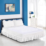 Max Solid Color Tri-layer Ruffle Elastic Band Bed Skirt White-200x200cm(King) - Aladdin Shoppers