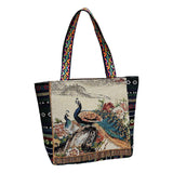 Maxbell Women Canvas Shoulder Bag Vacation Lightweight Shopping Bag Satchel Casual Peacock