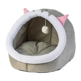 Maxbell Cat Bed Winter Puppy Kennel Nest with Ball House for Indoor Gray Cat S