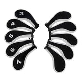 Maxbell 10Pcs Golf Iron Headcover Set Golf Club Head Cover Putter for Outdoor Sports Black and White