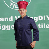 Maxbell Stitched Chef Jacket Coat Hotel Waiters Kitchen Uniform Long Sleeves 2XL Navy Blue