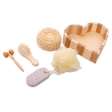 Maxbell 5 Pieces Bath Set in Heart Wooden Box for Body and Foot SPA