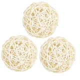 Maxbell 3Pc Natural Rattan Wicker Ball Photo Props Home Wedding DIY Trinket 8cm