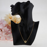 Maxbell Double Giraffe Pendant Necklace Simple Love Heart Animal Necklace Golden