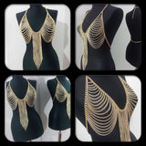 Max Women metal alloy tassel bikini body chain Gold