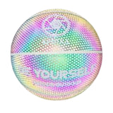 Maxbell Luminous Basketball Size 7 Holographic Glowing Basket Ball for Match Teens Colorful White Tire