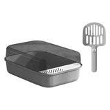 Maxbell Cat Litter Box Toilet Rabbit Deep Loo Bedpan Pet Litter Tray Gray