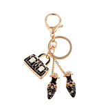 Maxbell Crystal Rhinestone Black Handbag Shoes Charm Keyring Key Chain Keyfob Women Fashion Accs Charms Ornaments Creative Gift