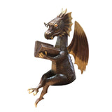 Maxbell Dragon Reading Book Statue Decor Dragon Statue for Garden Housewarming
