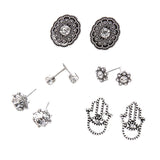 Maxbell 10pcs Retro Boho Carved Flowers Crystal Palms Floral Earrings Jewelry Sets