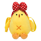 Maxbell Cartoon Cute Plush Chick Shoulder Bag Plush Doll Zipper Handbag Casual Red Headband