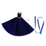 Max Stylish Party Costume Flannel Evening Dress Gown For Blythe Doll Dark Blue