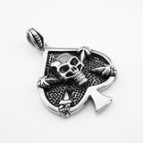 Maxbell Stainless Steel Skull Head Bone Poker Heart Pendant Necklace Chain Jewelry