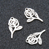 Maxbell 20Pcs Stainless Steel Rose Charms Pendants for DIY Jewelry Making Craft