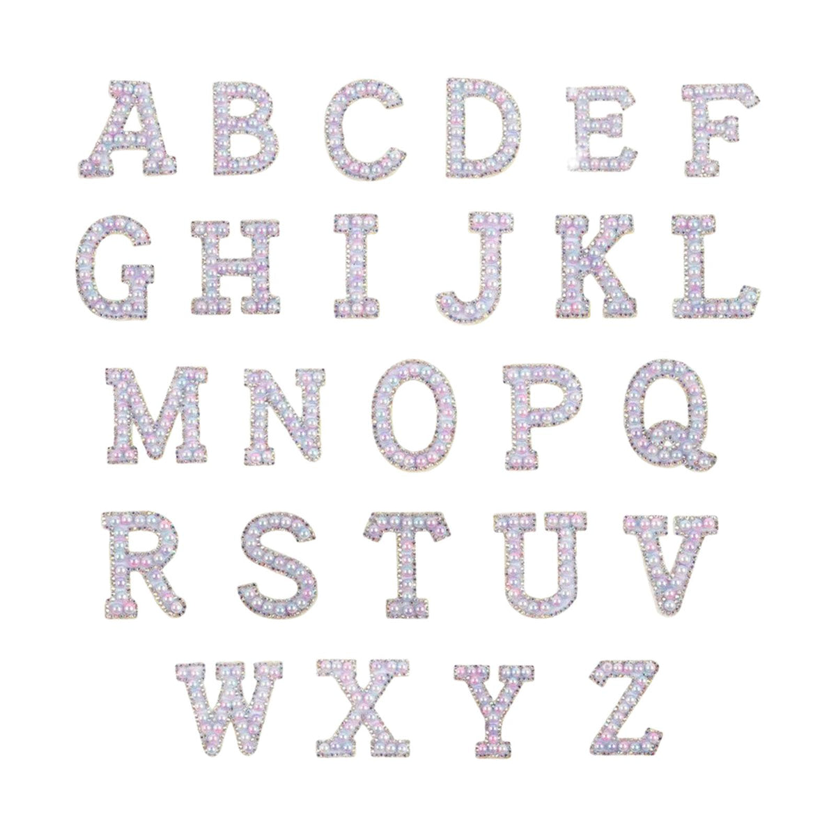 Maxbell 26Pcs Rhinestone Letter Patches Alphabet Patch Alphabet Applique for Bag Gradient Light Color