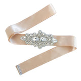Max crystal rhinestone flower ribbon bridal wedding dress belt sash  Khaki