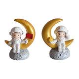 Max Couple Resin Astronaut Ornament for Party Cake Decor