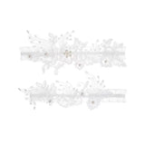 Maxbell 2 Pieces Bridal Wedding Garter Costume Accessories Faux Pearls for Party White S