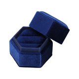 Maxbell Ring Box Holder Case Jewelry Packaging Gift Box Hexagonal for Proposal Navy blue