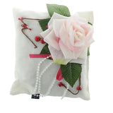 Max Square Bamboo Charcoal Bags with Silk Rose Decor Home Car Ornaments White
