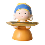 Maxbell Nordic Girl Figurine Statue Fruit Serving Plate Cosmetic Vanity Tray 18cmx17cmx21cm