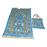 Maxbell Prayer Mat with Carrying Bag Area Rugs for Living Room Travel Bedroom Blue