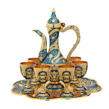 Maxbell Vintage Turkish Coffee Pot Set Model Medium Tea Sets Drinkware Wedding Gift Blue
